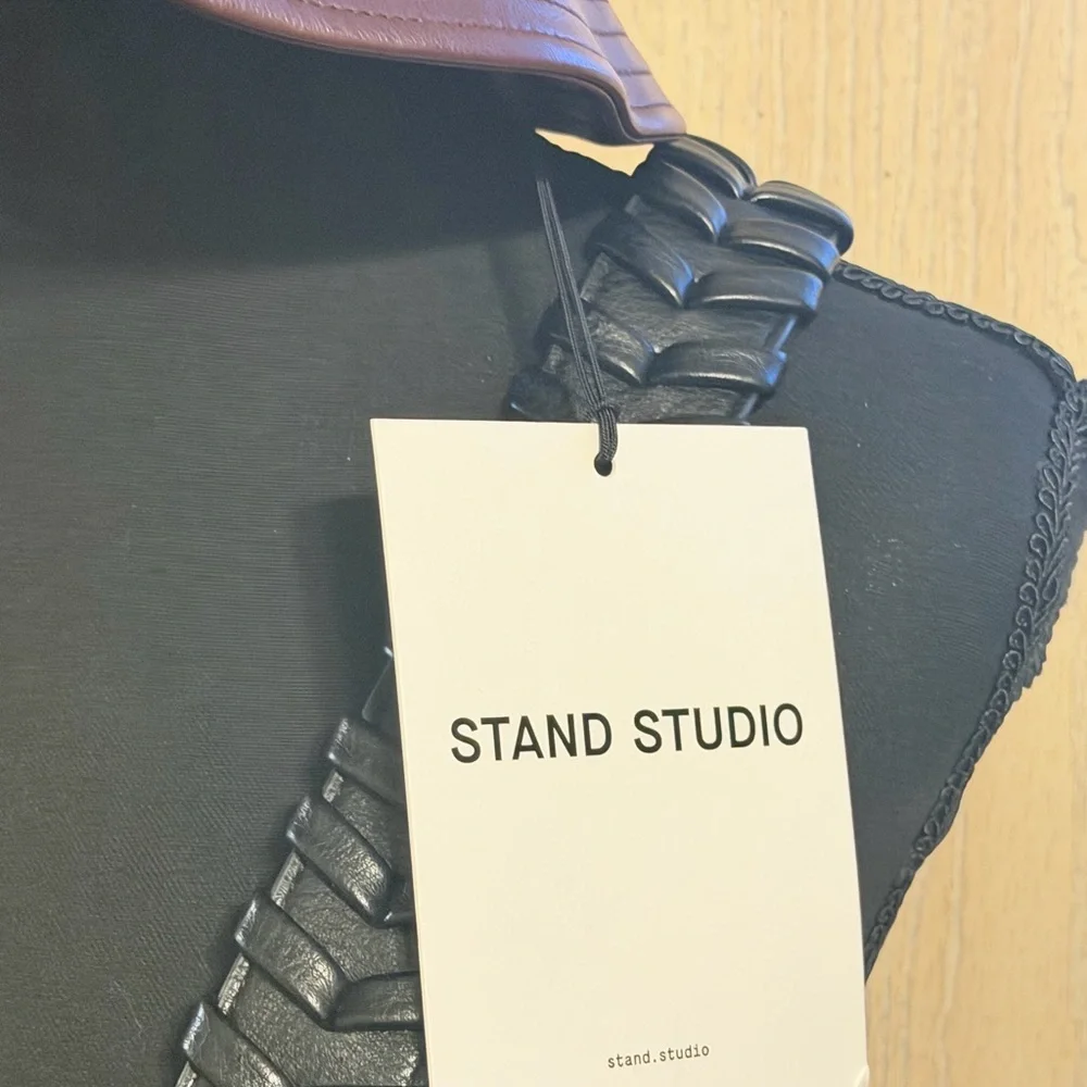 Stand Studio Burgundy Leather Bucket Hat